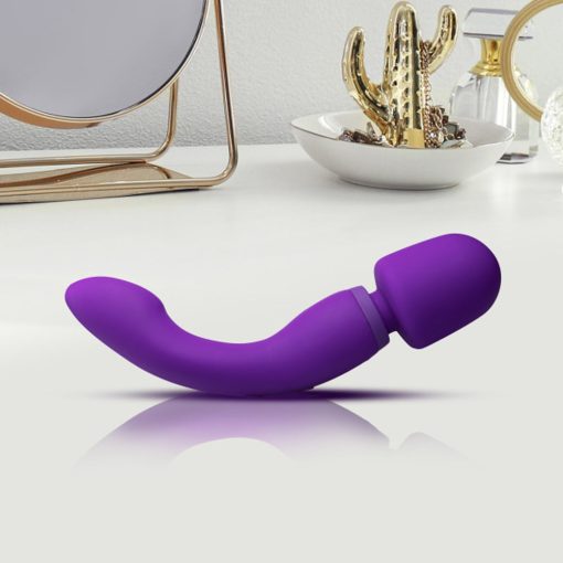 Wellness Dual Sense Rechargeable Silicone Dual Ended G-Spot & Wand Vibrator Purple - Image 6