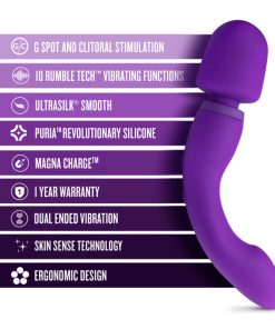 Wellness Dual Sense Rechargeable Silicone Dual Ended G-Spot & Wand Vibrator Purple