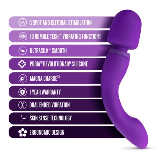 Wellness Dual Sense Rechargeable Silicone Dual Ended G-Spot & Wand Vibrator Purple - Image 7
