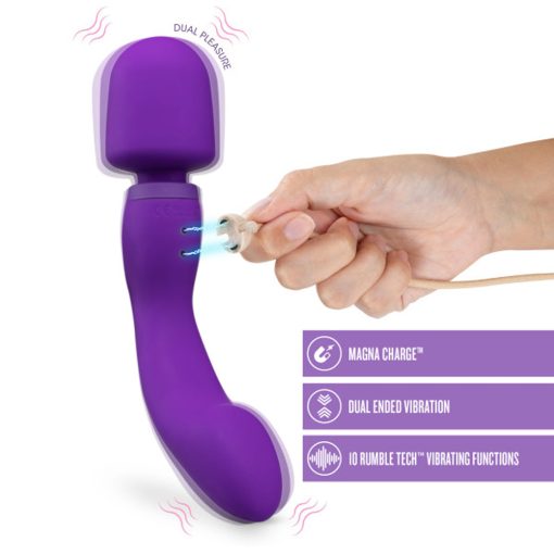 Wellness Dual Sense Rechargeable Silicone Dual Ended G-Spot & Wand Vibrator Purple - Image 8