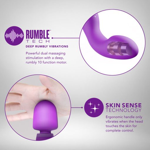Wellness Dual Sense Rechargeable Silicone Dual Ended G-Spot & Wand Vibrator Purple - Image 9