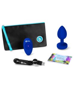 B-Vibe Vibrating Jewel Rechargeable Remote-Controlled Anal Plug With Gem Base Blue Sapphire L/Xl