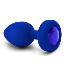 B-Vibe Vibrating Jewel Rechargeable Remote-Controlled Anal Plug With Gem Base Blue Sapphire L/Xl