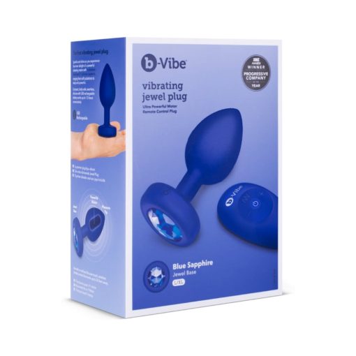 B-Vibe Vibrating Jewel Rechargeable Remote-Controlled Anal Plug With Gem Base Blue Sapphire L/Xl - Image 6
