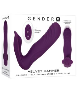Gender X Velvet Hammer Rechargeable Remote-Controlled Thumping Thrusting Dual Stimulator Purple