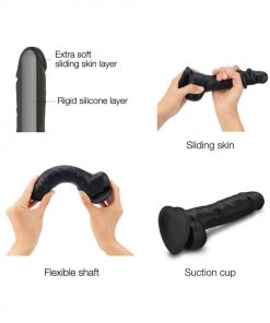Strap-On-Me Realistic Collection Sliding Skin Dual-Density Silicone Dildo Black M