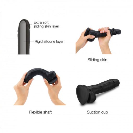 Strap-On-Me Realistic Collection Sliding Skin Dual-Density Silicone Dildo Black M - Image 3