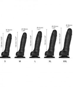 Strap-On-Me Realistic Collection Sliding Skin Dual-Density Silicone Dildo Black M
