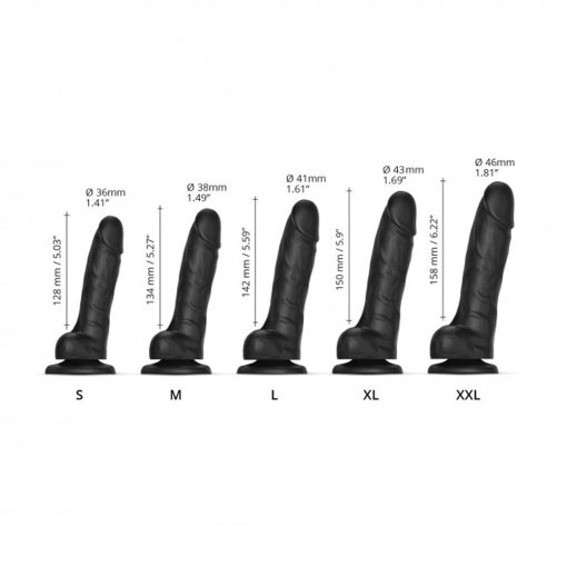 Strap-On-Me Realistic Collection Sliding Skin Dual-Density Silicone Dildo Black M - Image 4