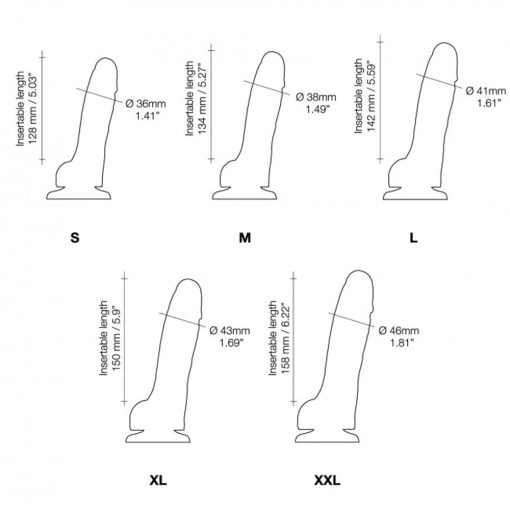Strap-On-Me Realistic Collection Sliding Skin Dual-Density Silicone Dildo Fuchsia L - Image 3