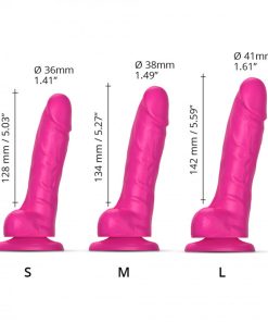 Strap-On-Me Realistic Collection Sliding Skin Dual-Density Silicone Dildo Fuchsia S