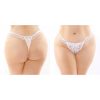 Fantasy Lingerie Flora Ruffled Lace Crotchless Pearl Thong Queen Size White