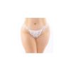 Plus Size White Bridal Thong with Pearls | Ruffled Crotchless Lingerie for Women