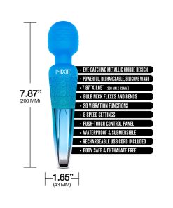 Nixie Rechargeable Wand Massager Blue Ombre Metallic