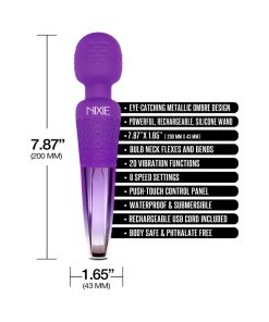 Nixie Rechargeable Wand Massager Purple Ombre Metallic