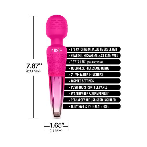 Nixie Rechargeable Wand Massager Pink Ombre Metallic - Image 4