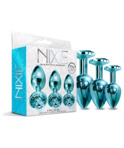 Nixie Metal Butt Plug Trainer Set 3-Piece Blue Metallic
