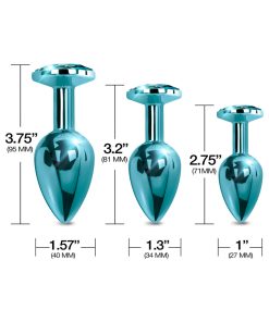 Nixie Metal Butt Plug Trainer Set 3-Piece Blue Metallic