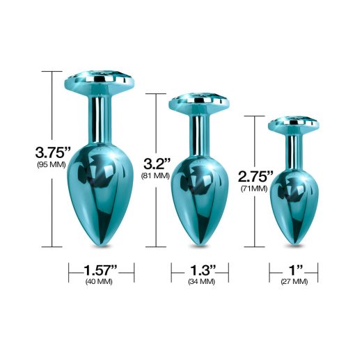 Nixie Metal Butt Plug Trainer Set 3-Piece Blue Metallic - Image 3