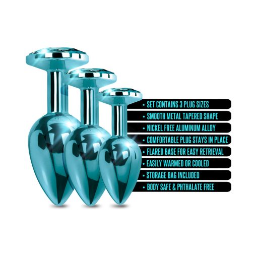 Nixie Metal Butt Plug Trainer Set 3-Piece Blue Metallic - Image 4