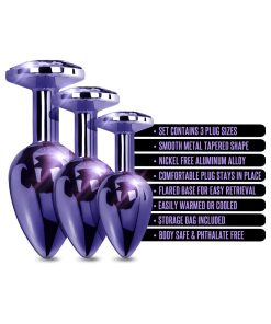 Nixie Metal Butt Plug Trainer Set 3-Piece Purple Metallic