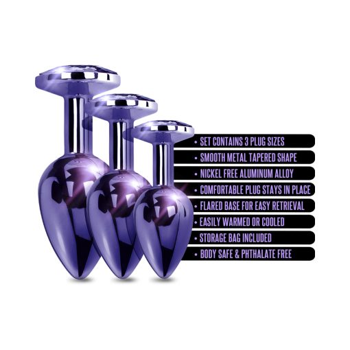 Nixie Metal Butt Plug Trainer Set 3-Piece Purple Metallic - Image 5