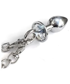 Nixie Metal Butt Plug & Handcuffs Set Silver