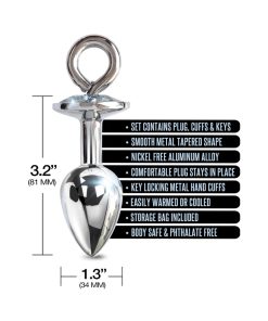 Nixie Metal Butt Plug & Handcuffs Set Silver