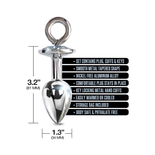 Nixie Metal Butt Plug & Handcuffs Set Silver - Image 6