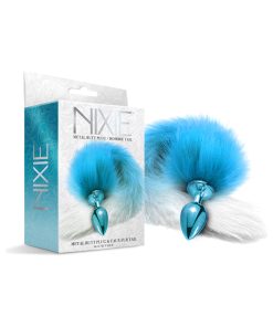 Nixie Metal Butt Plug With Ombre Tail Blue Metallic