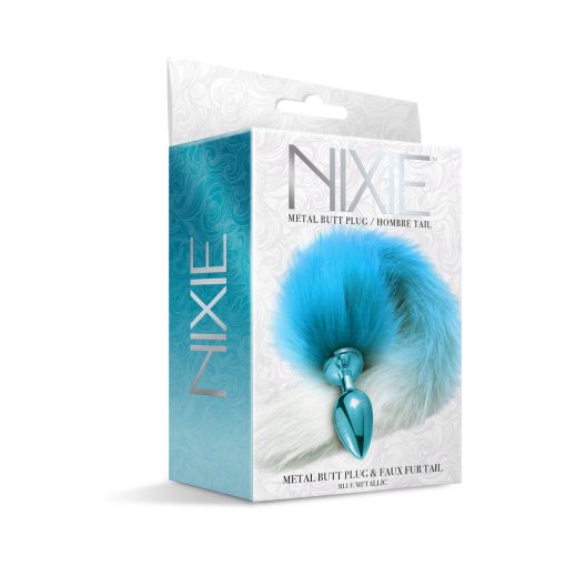 Nixie Metal Butt Plug With Ombre Tail Blue Metallic - Image 2