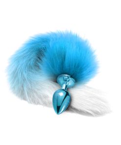 Nixie Metal Butt Plug With Ombre Tail Blue Metallic