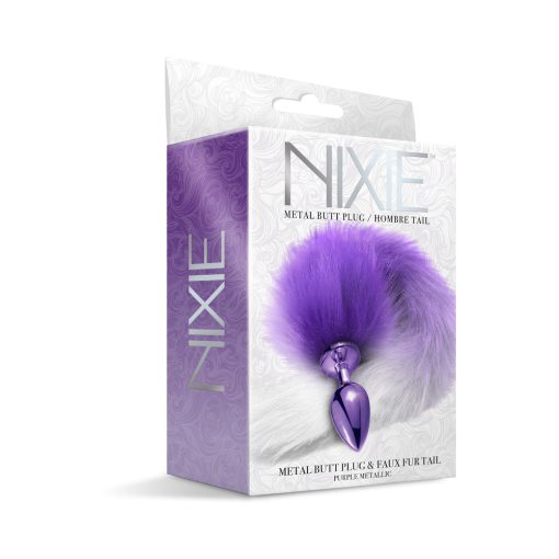 Nixie Metal Butt Plug With Ombre Tail Purple Metallic - Image 2