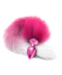 Nixie Metal Butt Plug With Ombre Tail Pink Metallic