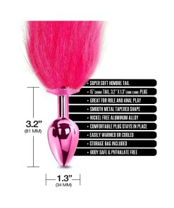 Nixie Metal Butt Plug With Ombre Tail Pink Metallic