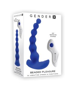 Gender X Beaded Pleasure Rechargeable Remote-Controlled Vibrating Silicone Probe Vibrator Blue