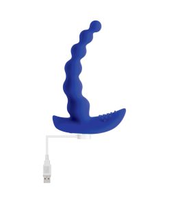 Gender X Beaded Pleasure Rechargeable Remote-Controlled Vibrating Silicone Probe Vibrator Blue