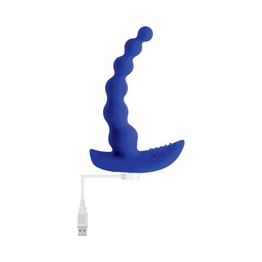 Gender X Beaded Pleasure Rechargeable Remote-Controlled Vibrating Silicone Probe Vibrator Blue - Image 3