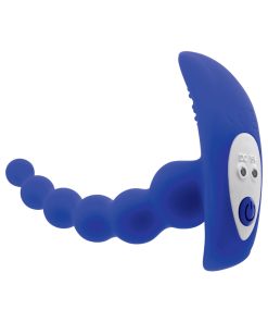 Gender X Beaded Pleasure Rechargeable Remote-Controlled Vibrating Silicone Probe Vibrator Blue