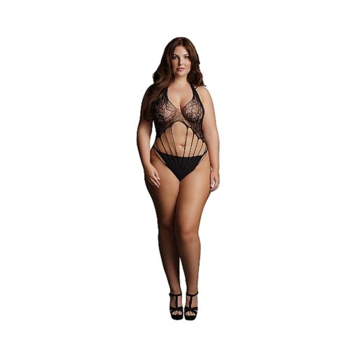 Le Desir Strappy Lace Teddy Black Queen Size - Image 2