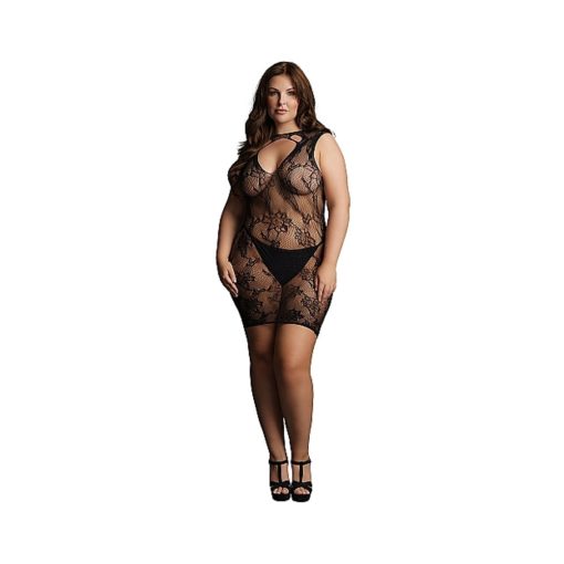 Le Desir High-Neck Lace Mini Dress Black Queen Size - Image 2