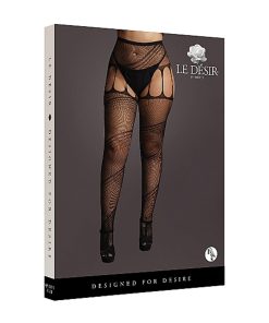 Le Desir Crotchless Cut-Out Pantyhose Black Queen Size