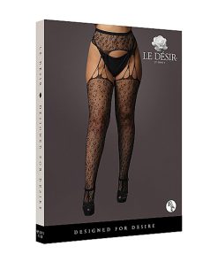 Le Desir Suspender Leopard Pantyhose Black Queen Size