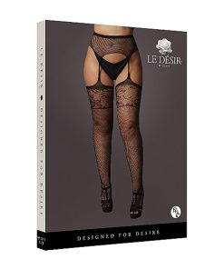 Le Desir Garter Belt Stockings With Lace Top Black Queen Size