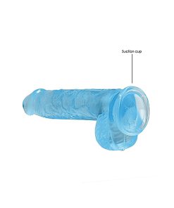 Realrock Crystal Clear Realistic 6 In. Dildo With Balls And Suction Cup Blue