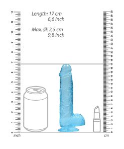 Realrock Crystal Clear Realistic 6 In. Dildo With Balls And Suction Cup Blue