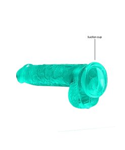 Realrock Crystal Clear Realistic 6 In. Dildo With Balls And Suction Cup Turquoise