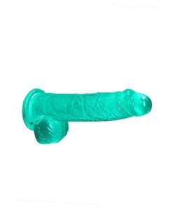 Realrock Crystal Clear Realistic 6 In. Dildo With Balls And Suction Cup Turquoise