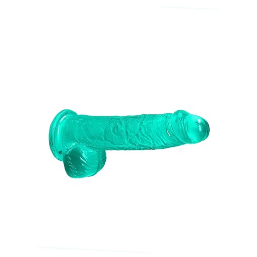 Realrock Crystal Clear Realistic 6 In. Dildo With Balls And Suction Cup Turquoise - Image 5