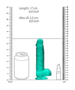 Realrock Crystal Clear Realistic 6 In. Dildo With Balls And Suction Cup Turquoise